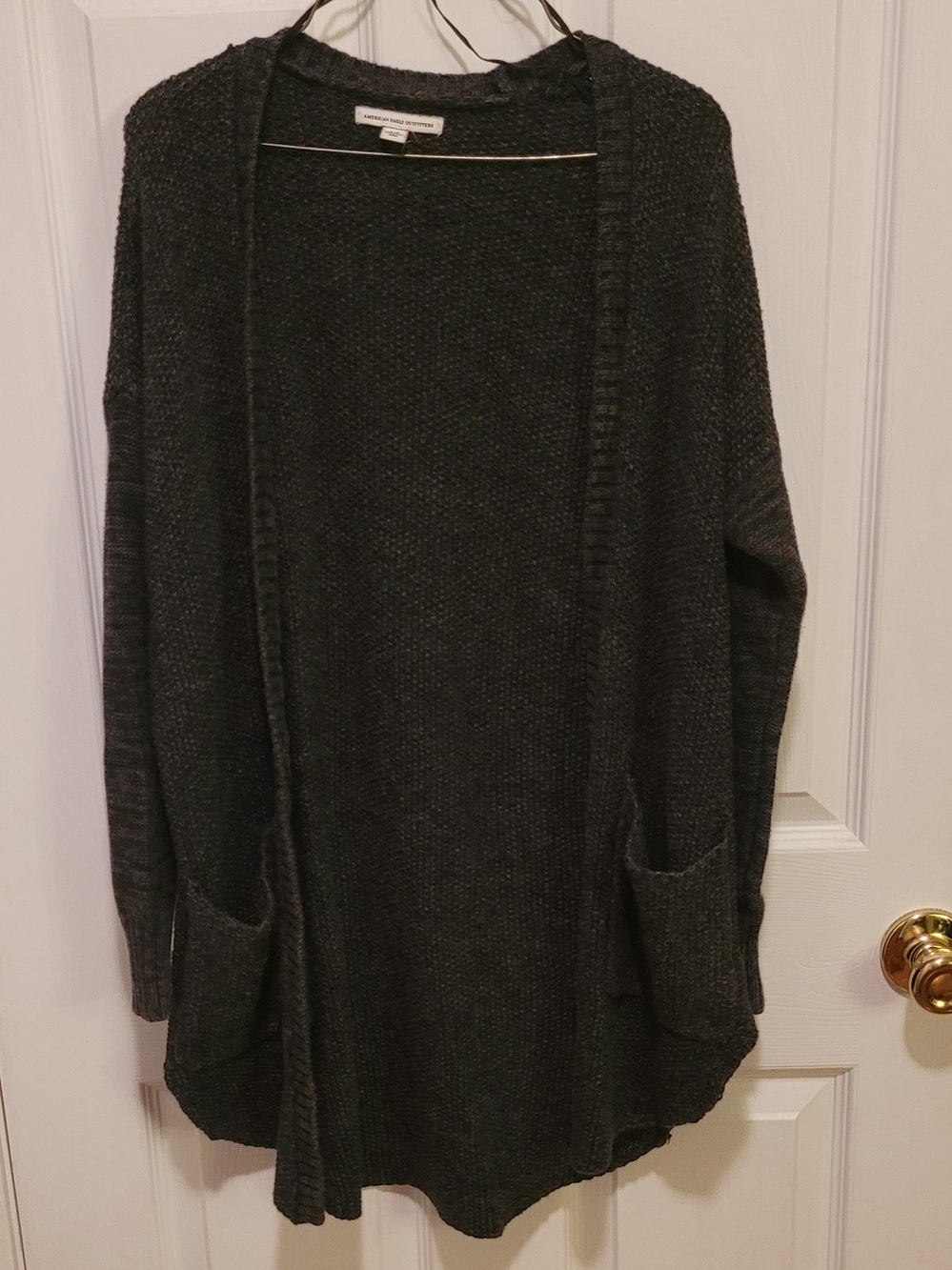 American Eagle Outfitters Dark Gray Open-Front Cardigan S